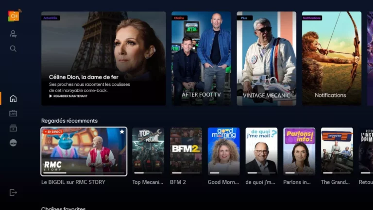 écran d'accueil RMC sur LG Channels