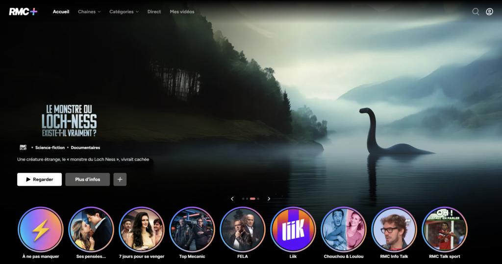Visuel de présentation de l'interface de la plateforme de streaming RMC+ lancée par CMA Media